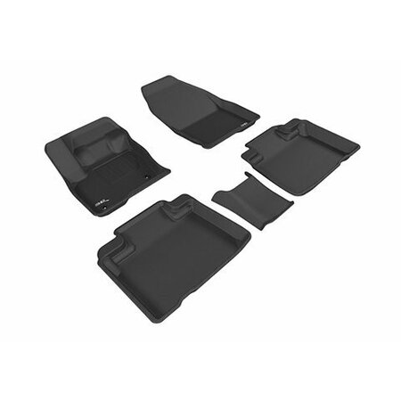 3D MATS USA Custom Fit, Raised Edge, Black, Thermoplastic Rubber Of Carbon Fiber Texture, 5 Piece L1FR09301509